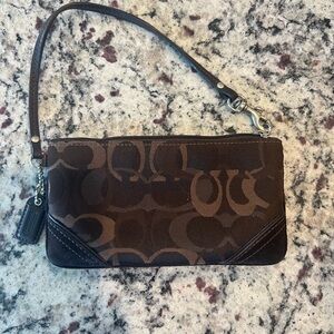 Coach Brown Signature Wristlet